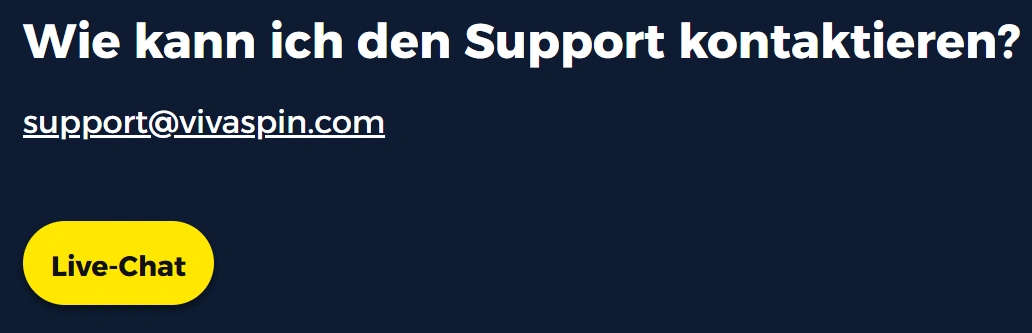 Kundenservice im VivaSpin Casino