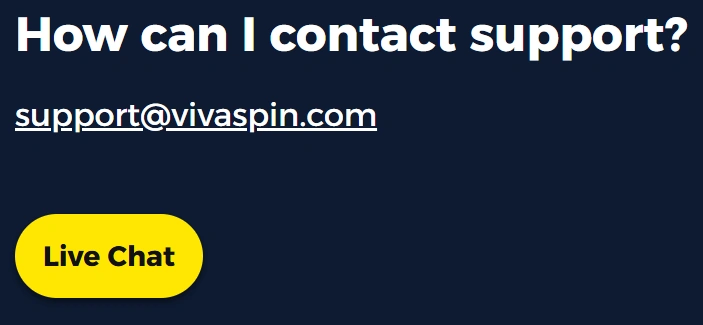 Customer Service at VivaSpin Casino
