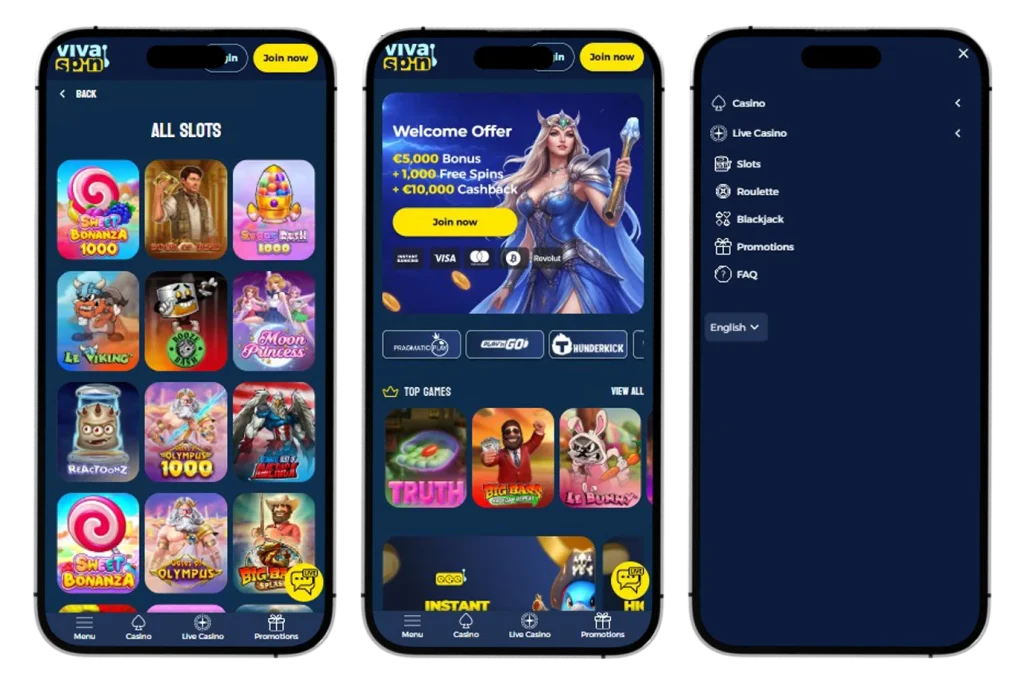 VIva Spin Casino Mobile Gaming