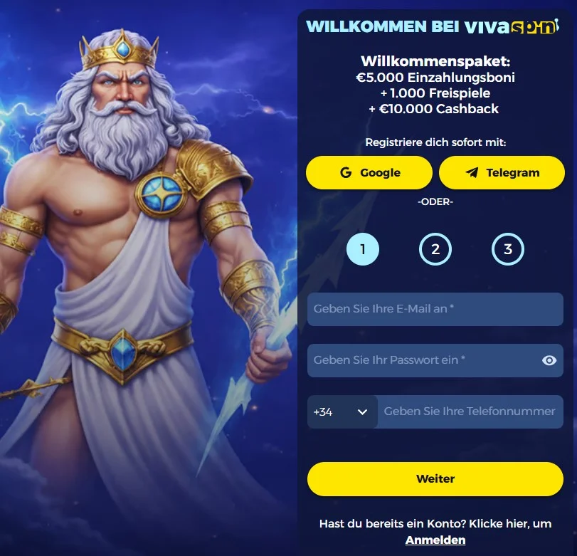 VIva Spin Casino Registrierung