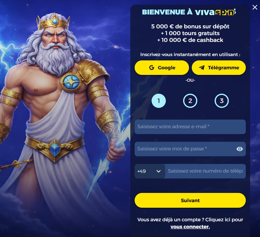 VIva Spin Casino l'inscription