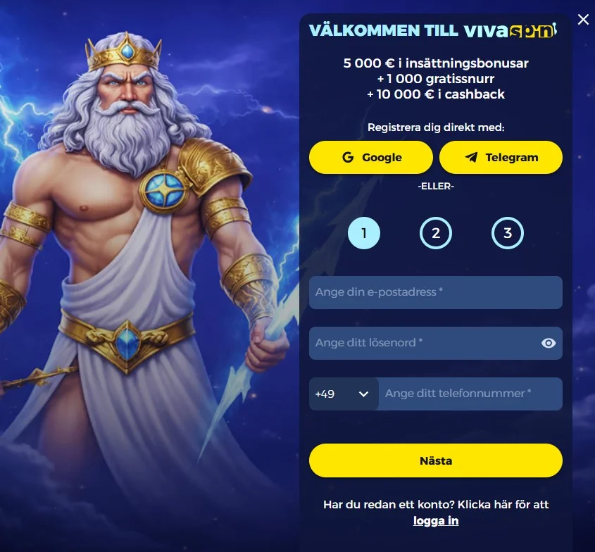VivaSpin – fran registrering