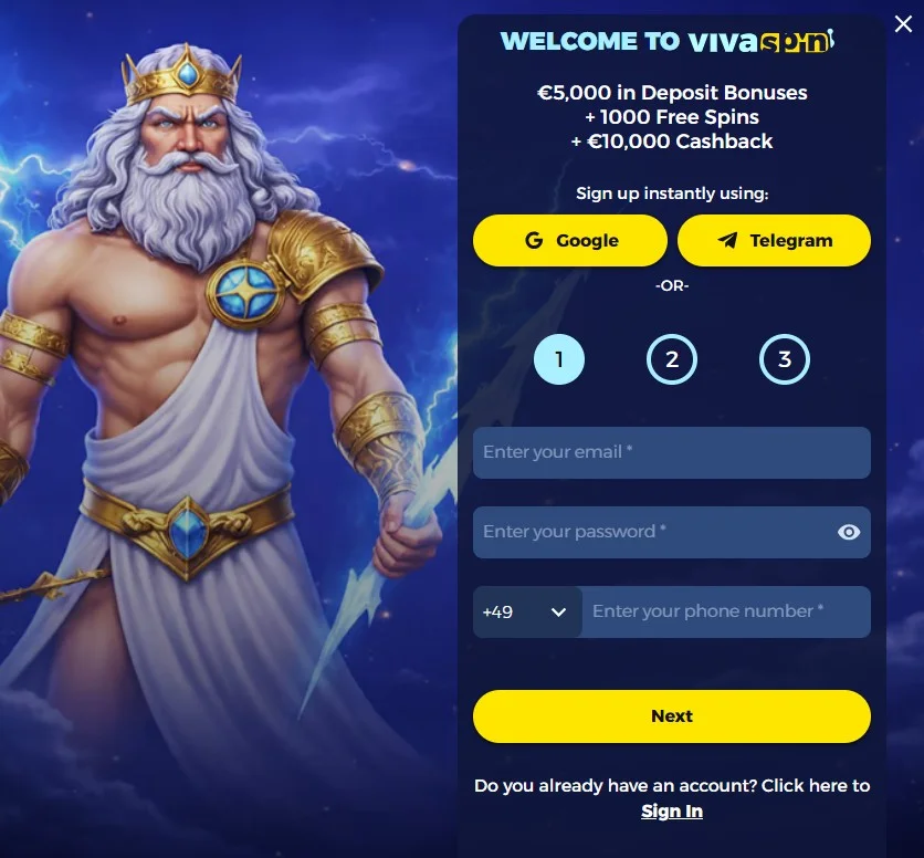 VIva Spin Casino Register